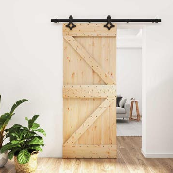 vidaXL Schuifdeur 85 x 210 cm Massief Grenenhout, Verzenden, Nieuw