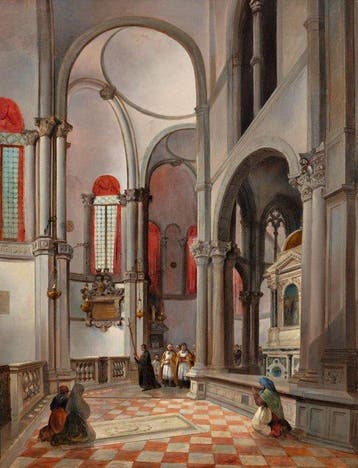 Duitse school (XIX) - Church Interior with a Procession
