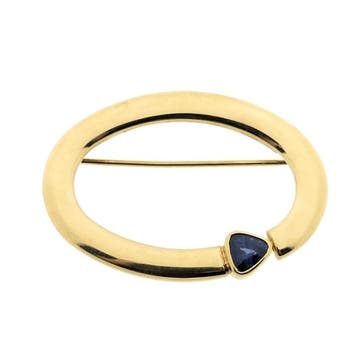 Gouden broche met saffier, Gebruikt, Ophalen of Verzenden, Met edelsteen, Goud