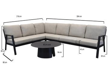 Barolo hoek loungeset 4 delig aluminium antraciet, Tuin en Terras, Ophalen of Verzenden, Nieuw, Aluminium