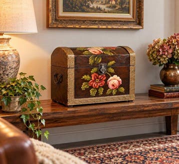 Krat - Hout - koffer bloemmotief