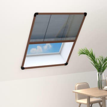 vidaXL Raamhor plissé 80x120 cm aluminium bruin, Verzenden, Nieuw, Bruin
