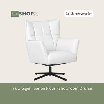 Leren draaifauteuil Lovely - Toledo Purewhite (wit), Nieuw, Ophalen of Verzenden, 75 tot 100 cm, Eigentijds, Modern, Retro, Vintage