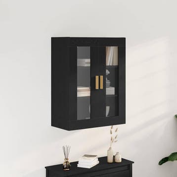 vidaXL Wandkast Zwart Eiken 69,5 x 34 x 90 cm Bewerkt hout, Minder dan 50 cm, Verzenden, Nieuw, Minder dan 100 cm