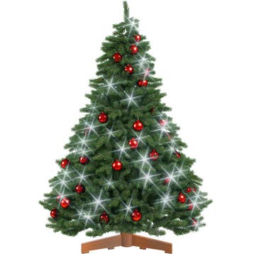 Kunstkerstboom premium 150cm + kerstballen rood + kerstve..., Verzenden, Nieuw