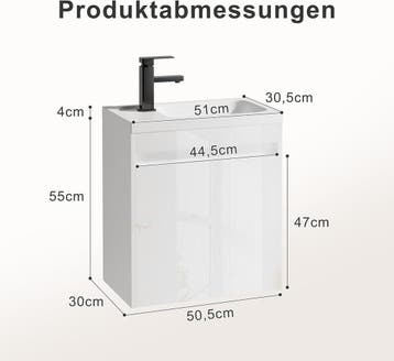UEV Wastafel met onderkast, 50,5 cm, gasten-wc, wastafel, wa, Verzenden, Zo goed als nieuw