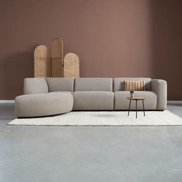 *WOONWINKEL* Hoekbank Met Rond Element Links Taupe, Huis en Inrichting, Verzenden, Nieuw