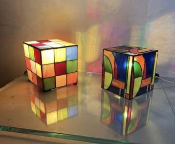 Stile Tiffany - Lamp (2) - Glas-in-lood - Kandinsky - Rubik, Nieuw