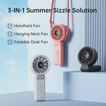 JISULIFE Draagbare Handventilator met LED Display, 5 Snelhed, Verzenden, Nieuw