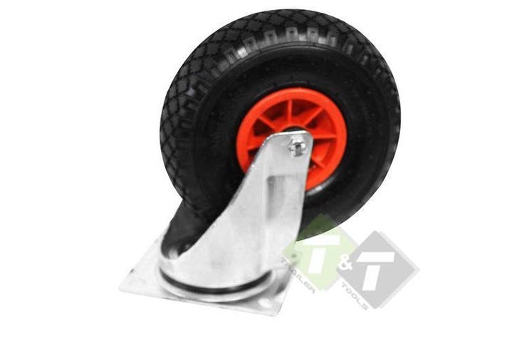 Zwenkwiel Met Luchtband Rode Kunstof Velg - Zware Kwaliteit, Doe-het-zelf en Verbouw, Zwenkwielen, Nieuw, Ophalen of Verzenden