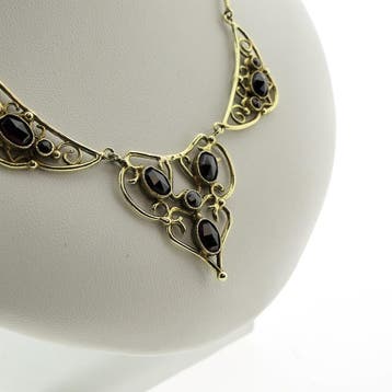 Antiek gouden collier met granaat (Ketting), Gebruikt, Ophalen of Verzenden, Met edelsteen, Goud