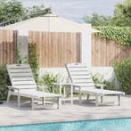 vidaXL Ligstoel 2 pcs Wit 195,5 x 53 x 98,5 cm Polyetheen, Tuin en Terras, Verzenden, Nieuw