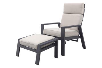 Garden Impressions Max loungestoel + voetenbank - Carbon, Verzenden, Nieuw, Overige materialen