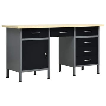 vidaXL Werkbank 160x60x85 cm staal zwart, Doe-het-zelf en Verbouw, Verzenden, Nieuw