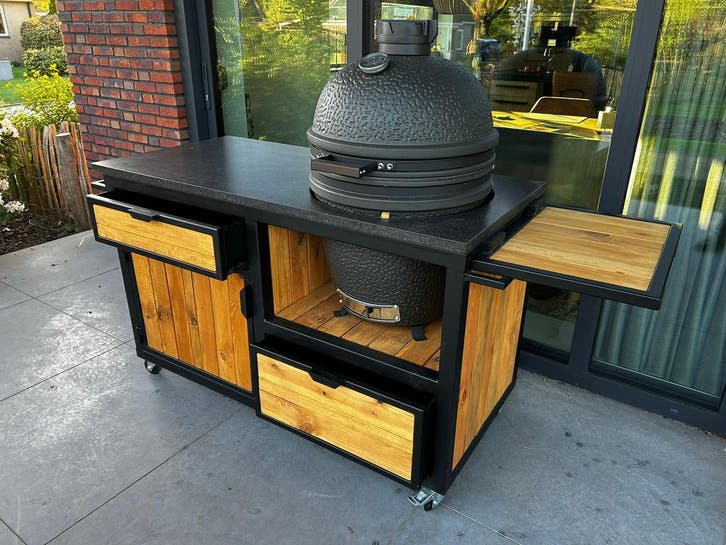 Buitenkeuken kamado douglas en staal OP MAAT GEMAAKT, Tuin en Terras, Buitenkeukens, Nieuw