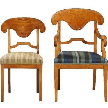6 Blonde Biedermeier stoelen incl stof fering naar keus  iNo, Antiek en Kunst, Ophalen of Verzenden