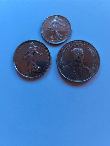 Frankrijk, Zwitserland. 5 Francs 1919, 1962, 1968 B (Zonder