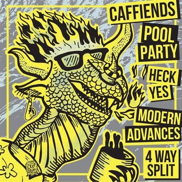 lp nieuw - caffiends &amp; heck yes - 4 WAY SPLIT (nieuw), Verzenden, Zo goed als nieuw, Overige formaten