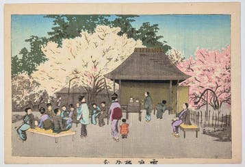 KIYOCHIKA. Pruimenboomgaard bij Kameido. Ksen-ga