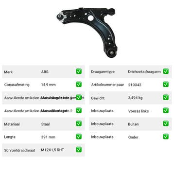 Draagarm Vooras links Buiten Onder Volkswagen New Beetle 2.0, Verzenden, Nieuw, Volkswagen