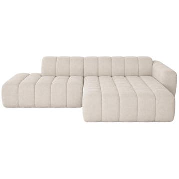 Beige Hoekbank Met Ribbelpatroon - Ongebruikt, 250 tot 300 cm, Hoekbank, Ophalen of Verzenden, Zo goed als nieuw