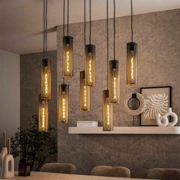 *WOONWINKEL* Trapse Eettafel Lamp Metaalgaas Zwart, Huis en Inrichting, Lampen | Hanglampen, Verzenden, Nieuw