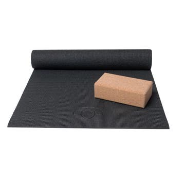 Basispakket yogamat en blok - zwart, Sport en Fitness, Verzenden, Nieuw
