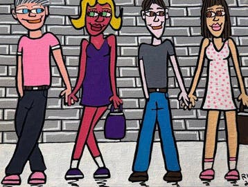 James Rizzi (1950-2011) - Holding Hands and Making Friends