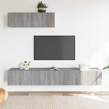 vidaXL 3-delige Tv-meubelset bewerkt hout grijs sonoma, Verzenden, Nieuw, Overige houtsoorten
