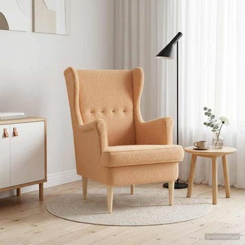 vidaXL Fauteuil Beige Bouclé, Verzenden, Nieuw