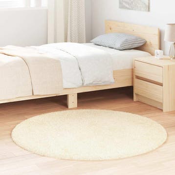 vidaXL Hoogpolig vloerkleed NAVARRA 120x120 cm polyester, Verzenden, Nieuw, Crème