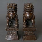 Beeld, Set foo dogs - 15 cm - Brons