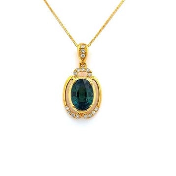 Ketting met hanger - 14 karaat Geel goud - 1.19ct. tw.