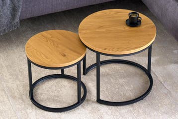 Ronde bijzettafels set van 2 ELEGANCE 45cm natuurlijk wild, Ophalen of Verzenden, Nieuw