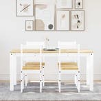 vidaXL 5-delige Eethoek PANAMA massief grenenhout wit, Huis en Inrichting, Verzenden, Nieuw