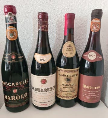 1965 Mascarello, 1967 Borgogno, 1976 Cons. Agr. Asti, 1983, Nieuw