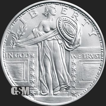 GSM - Standing Liberty Quarter Dollar - 1 oz zilver Round, Postzegels en Munten, Munten | Amerika, Verzenden, Losse munt, Zilver