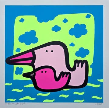 Kev Munday - Swimming Lesson - Limited Edition Neon Print