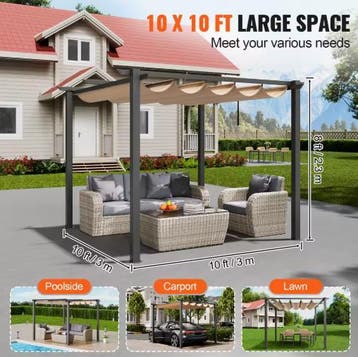 Aluminium Pergola 3x3m met Intrekbare Luifel voor Terras, Tuin en Terras, Verzenden, Nieuw