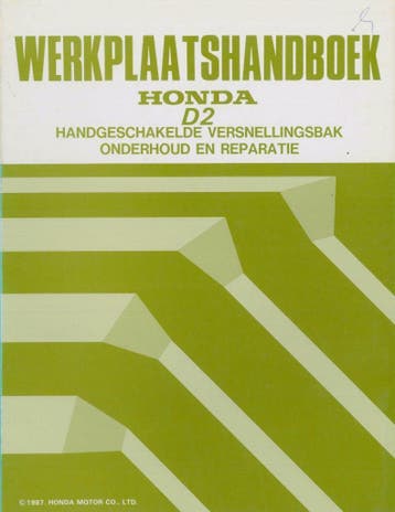 1987 Honda D2 Werkplaatshandboek handgeschakelde versnelling, Verzenden