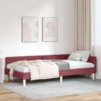 vidaXL Hoekbedframe Wijnrood 90 x 190 cm Stof, Verzenden, Nieuw, Rood, Stof
