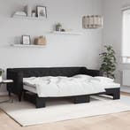 vidaXL Slaapbank met onderschuifbed 80x200 cm stof zwart, Eenpersoons, Verzenden, Zwart, Nieuw