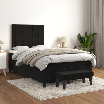 vidaXL Boxspring met matras fluweel zwart 120x200 cm, Verzenden, Zwart, Nieuw, Twijfelaar