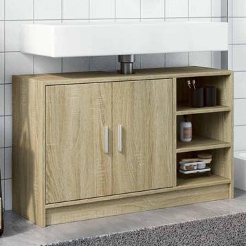vidaXL Wastafelkast 90x29x55 cm bewerkt hout sonoma, Verzenden, Nieuw, Wastafelkast, Minder dan 100 cm