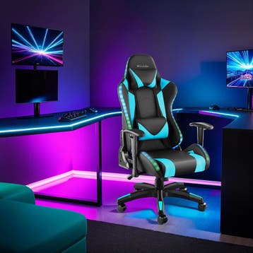 Gaming stoel Tartaros, LED, massagefunctie - zwart/azuur, Verzenden, Nieuw