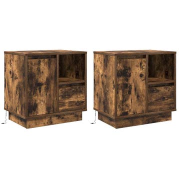 vidaXL Nachtkastje 2 st Gerookt eiken 50 x 34,5 x 50 cm., Minder dan 45 cm, Verzenden, Nieuw, Minder dan 55 cm