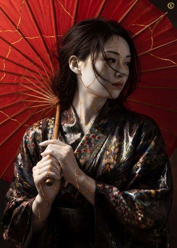 The Crimson Parasol Kintsugi” by Kleury.art (4/5) -