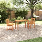 vidaXL Tuin eettafelset 3 pcs Bruin Massief Acaciahout, Tuin en Terras, Tuinsets en Loungesets, Verzenden, Nieuw, 3 zitplaatsen