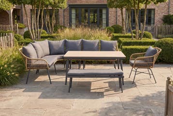 Garden Impressions Margriet lounge dining + stoel - Naturel, Verzenden, Nieuw, Wicker, Loungeset