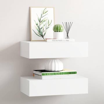 vidaXL Wandschappen 2 st met lade 40x23,5x10 cm MDF wit, Verzenden, Nieuw